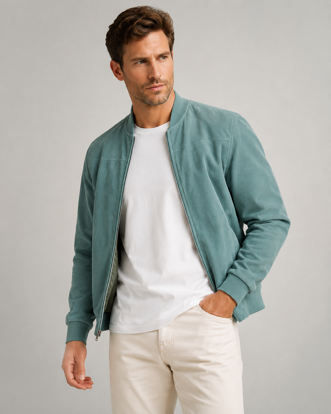 Elegante chaqueta de ante