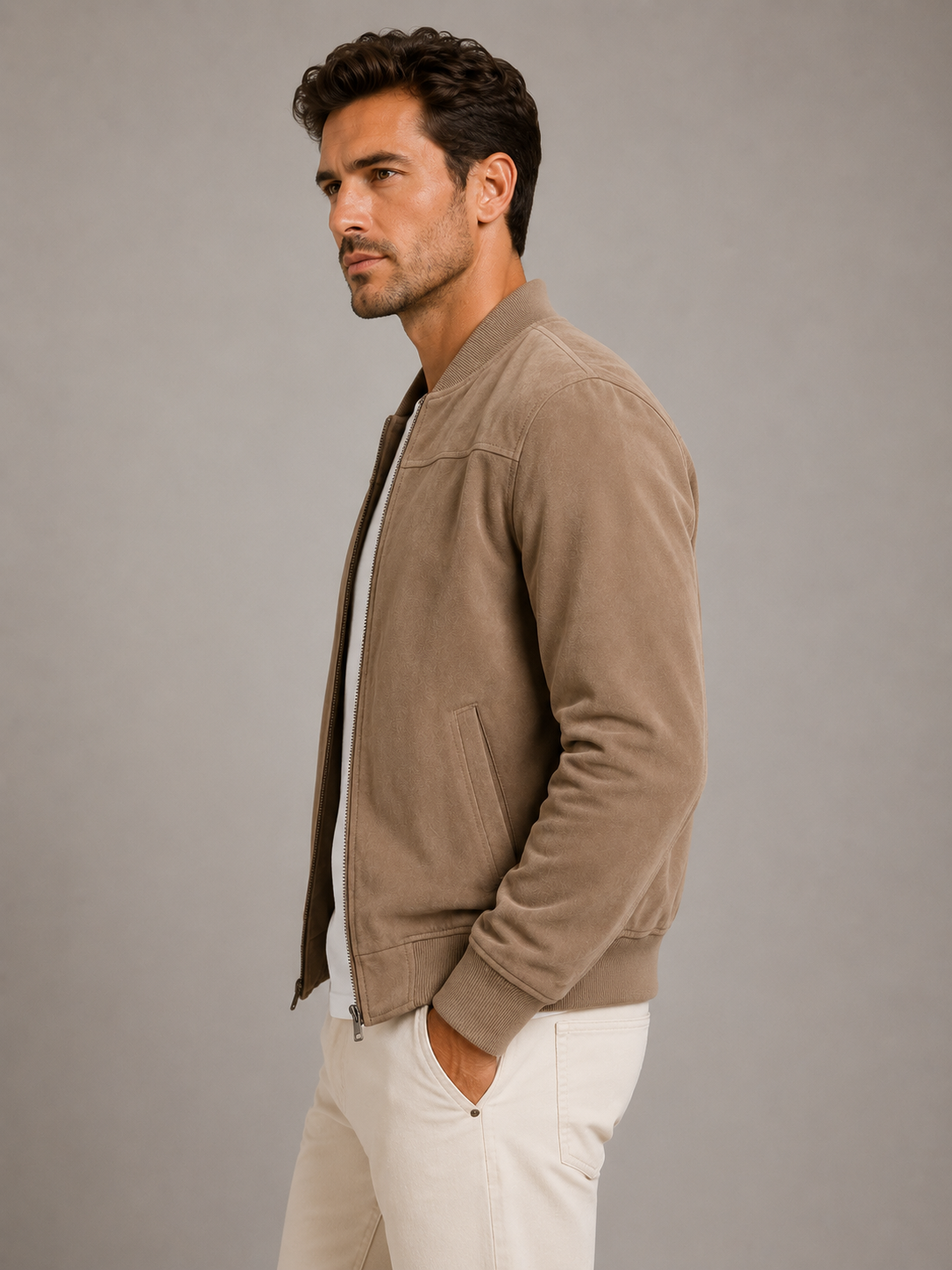 Elegante chaqueta de ante