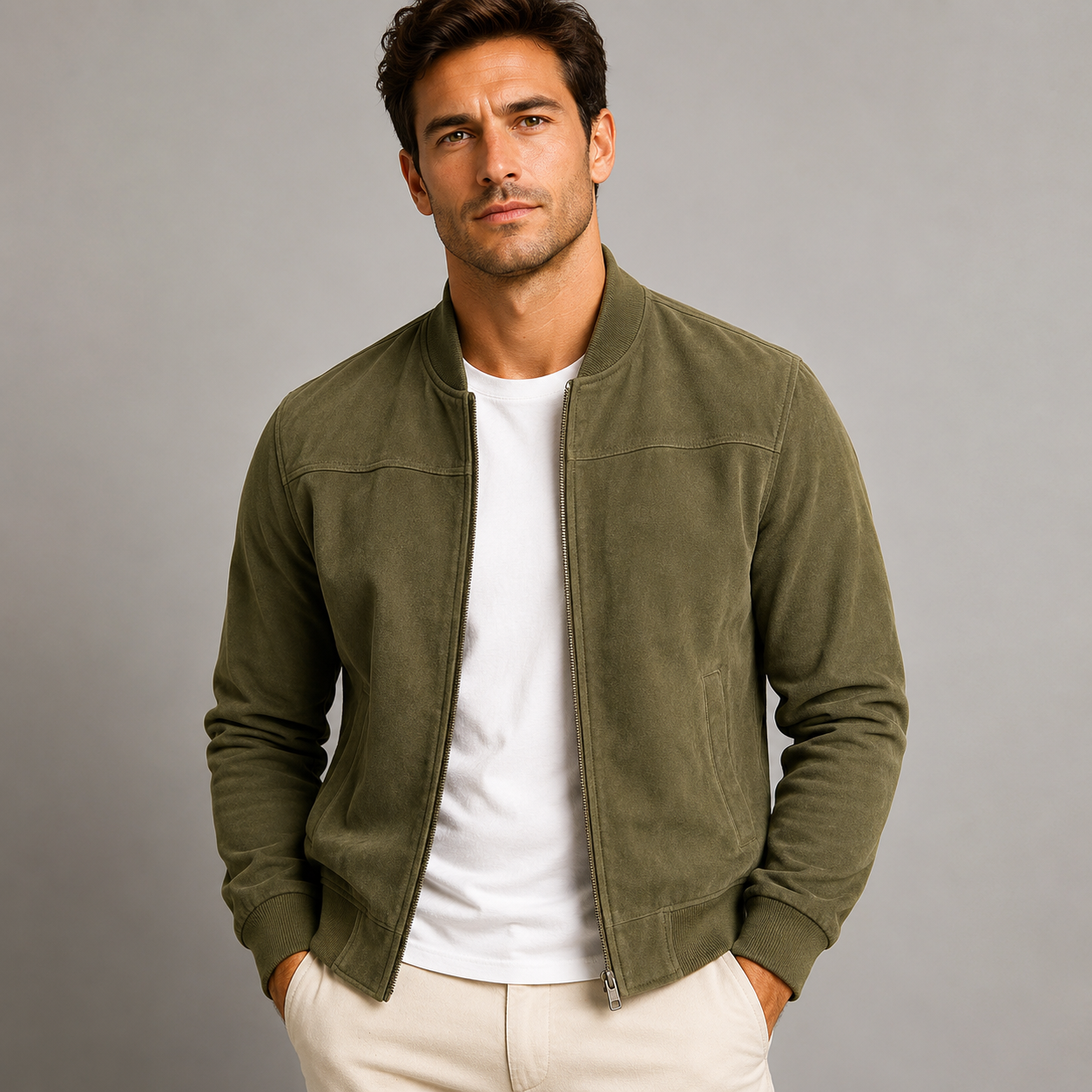 Elegante chaqueta de ante