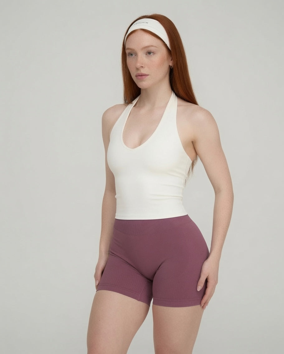Zaira|Top sin costuras con cuello halter y efecto moldeador