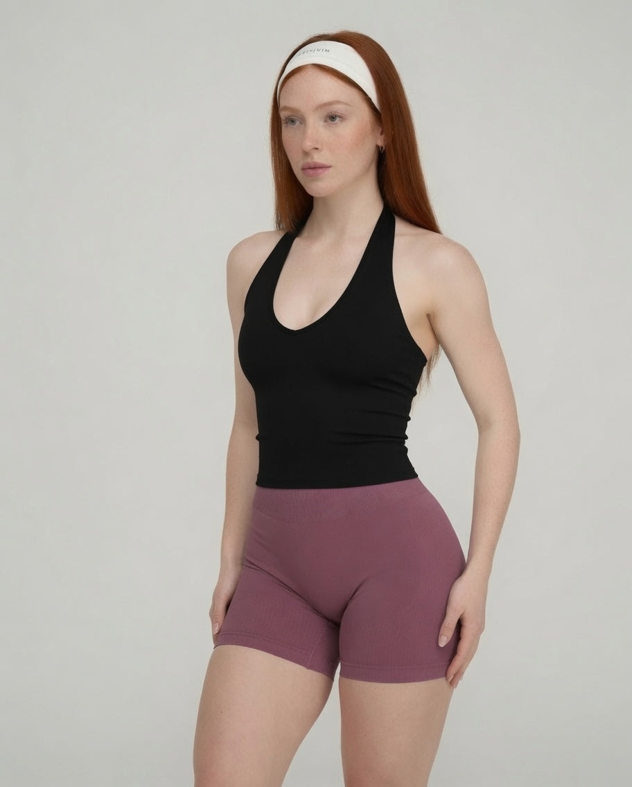 Zaira|Top sin costuras con cuello halter y efecto moldeador